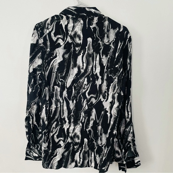 Zara Abstract Marble Print Button-Up Shirt Black White Size Small - Picture 4 of 4